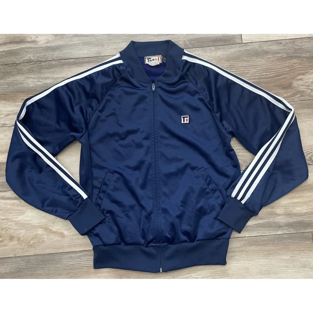 Vintage Todd 1 Track Jacket Size M – Blue & White‎ Stripes 1980s–1990s